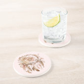 Blush Pink Brown Floral Dream Catcher Zandsteen Onderzetter (Zijkant)