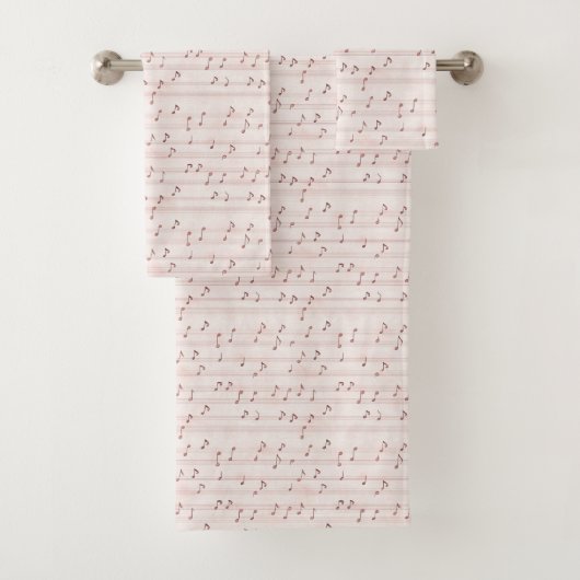 Blush Pink Brown Music Notes Bad Handdoek (Insitu)