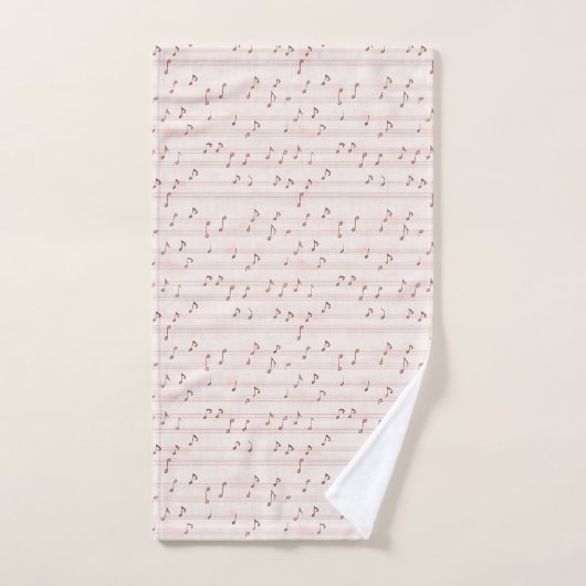 Blush Pink Brown Music Notes   Bad Handdoek (Handdoek)