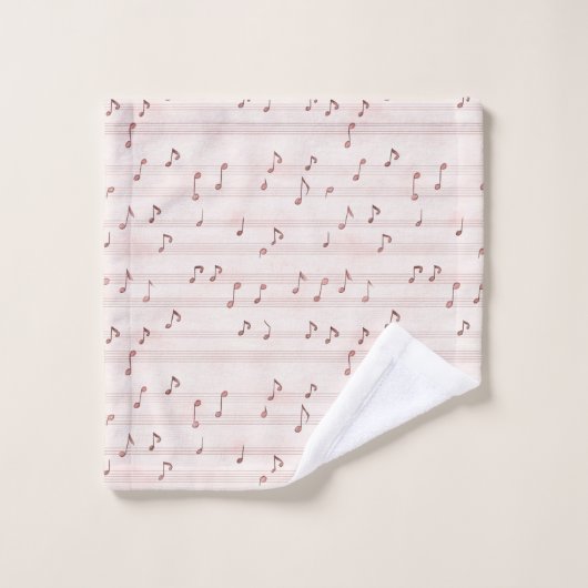 Blush Pink Brown Music Notes Bad Handdoek (Wasdoekje)