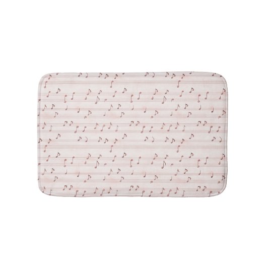 Blush Pink Brown Music Notes Badmat (Voorkant)
