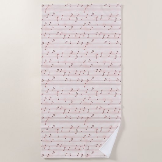 Blush Pink Brown Music Notes   Strandlaken (Voorkant)