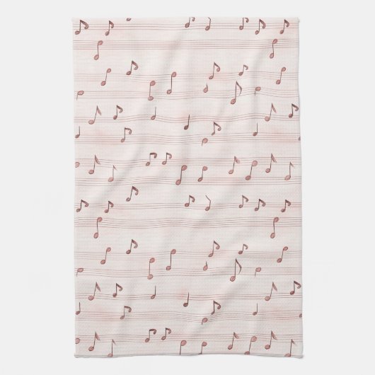 Blush Pink Brown Music Notes   Theedoek (Verticaal)