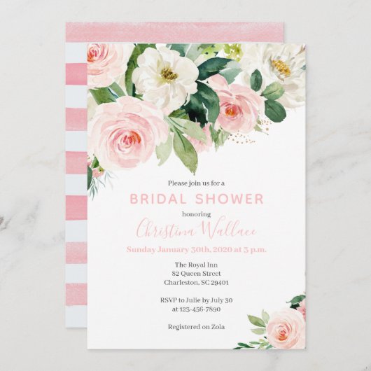 Blush Pink Bruids Douche Uitnodigingen (Voorkant / Achterkant)