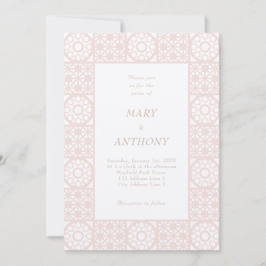 Blush Pink bruiloft uitnodiging (Voorkant)