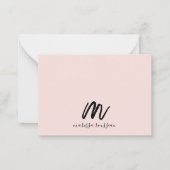 Blush Pink Brush Geschilderd Monogram Script Naam Notitiekaartje (Voorkant)