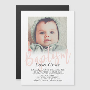 Blush Pink Brush Script Fotodoop Magnetische Uitnodiging