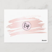 Blush Pink Brush Stroke Zakelijke bestelling Bedan Briefkaart (Achterkant)