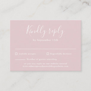 Blush Pink Budget Modern Script Wedding RSVP Kaart