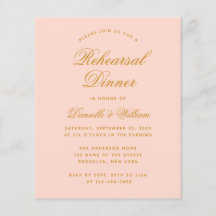 Blush Pink Budget repetitie diner uitnodiging