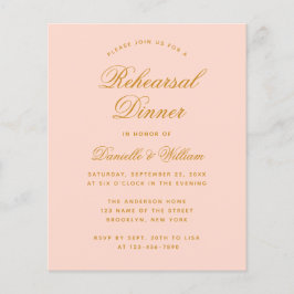 Blush Pink Budget repetitie diner uitnodiging