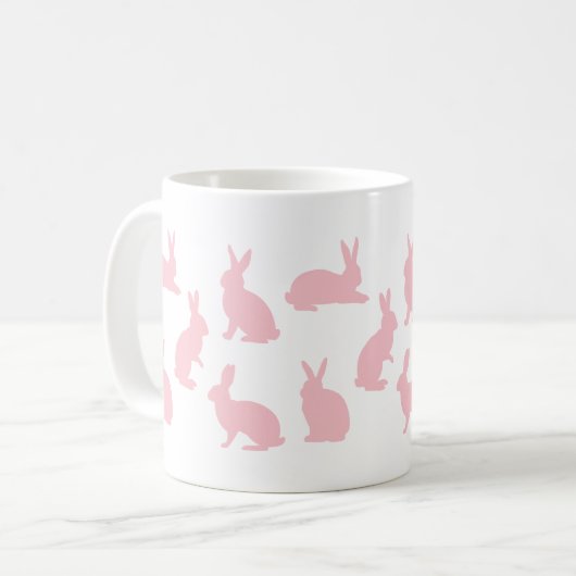 Blush Pink Bunnies With Custom Monogram Easter Koffiemok (Voorkant links)