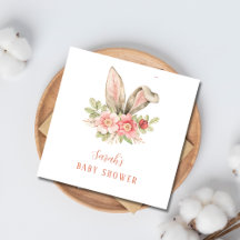 Blush pink bunny ear floral baby shower
