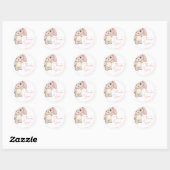 Blush Pink Bunny Girl Baby shower Bedankt Ronde Sticker (Vel)