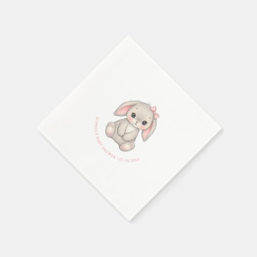 Blush Pink Bunny Girl Baby Shower Paper Servet (Hoek)