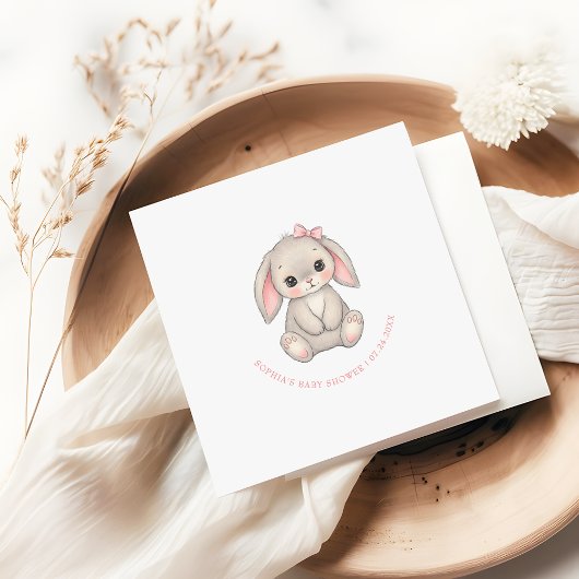 Blush Pink Bunny Girl Baby Shower Paper Servet