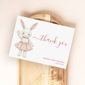 Blush Pink Bunny Girly Modern Baby Shower Bedankkaart