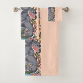 blush Pink Bunny Rabbit Bird Cute Bad Handdoek (Insitu)