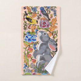 blush Pink Bunny Rabbit Bird Cute Bad Handdoek