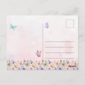 Blush Pink Bunny & Vlinders Valentijnsdag Briefkaart (Achterkant)