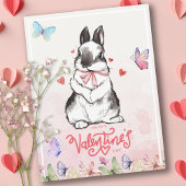 Blush Pink Bunny & Vlinders Valentijnsdag Briefkaart
