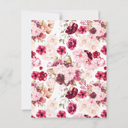 Blush Pink Burgundy Floral Border Weddenschap Sche Kaart (Achterkant)
