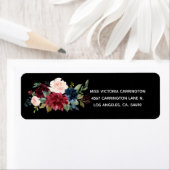 Blush Pink Burgundy Floral Elegant  bruiloft Etiket (Insitu)