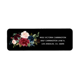 Blush Pink Burgundy Floral Elegant  bruiloft Etiket