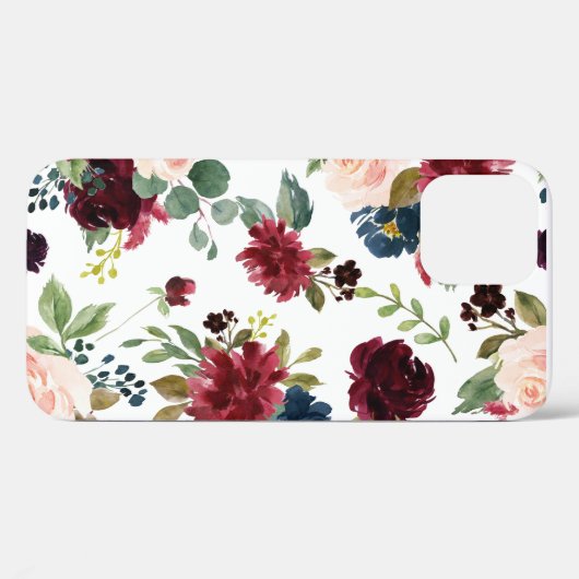 Blush Pink Burgundy Floral Elegant  Case-Mate iPhone Case (Achterkant (horizontaal))