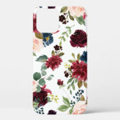 Blush Pink Burgundy Floral Elegant  Case-Mate iPhone Case (Achterkant)