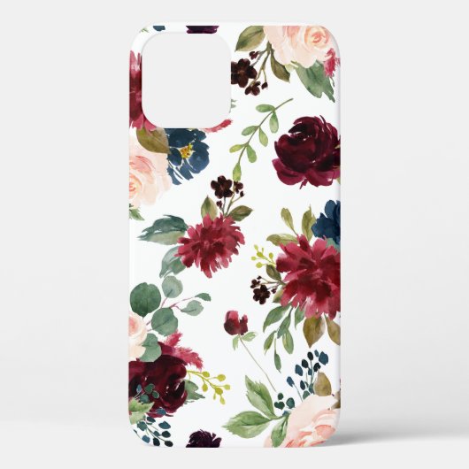Blush Pink Burgundy Floral Elegant  Case-Mate iPhone Case (Achterkant)