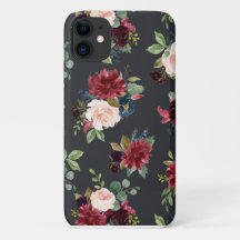 Blush Pink Burgundy Floral Elegant  Hoesje-Mat