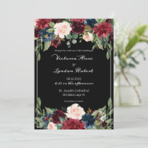 Blush Pink Burgundy Floral Elegant Script Weduwsch