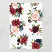 Blush Pink Burgundy Floral Elegant Script Weduwsch Kaart (Achterkant)