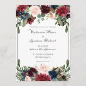 Blush Pink Burgundy Floral Elegant Script Weduwsch Kaart (Voorkant)