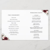 Blush Pink Burgundy Floral Folded Wedding Programm (Achterkant)