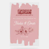 Blush Pink Burgundy Floral Nikkah Acrylic Sign Acryl Bord (Voorkant)