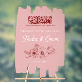Blush Pink Burgundy Floral Nikkah Acrylic Sign Acryl Bord (Neutraal)