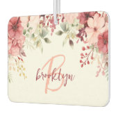 Blush Pink Burgundy Floral Script Monogram Luchtverfrisser (Links)