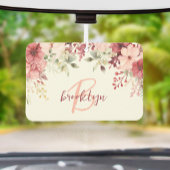 Blush Pink Burgundy Floral Script Monogram Luchtverfrisser