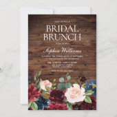 Blush Pink & Burgundy Floral Vrijgezellenfeest Bru Kaart (Voorkant)