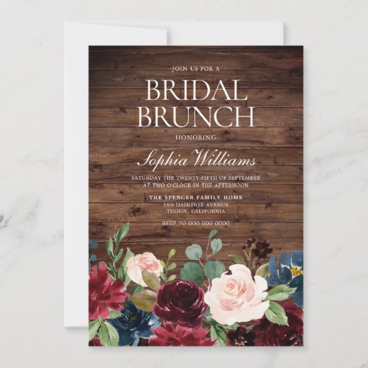 Blush Pink & Burgundy Floral Vrijgezellenfeest Bru Kaart (Voorkant)