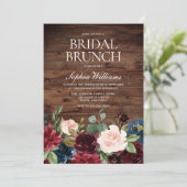 Blush Pink & Burgundy Floral Vrijgezellenfeest Bru Kaart (Staand voorkant)