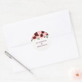 Blush Pink & Burgundy Floral Waterverf Weddenschap Ronde Sticker (Envelop)