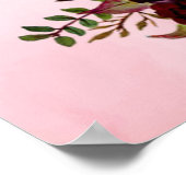 Blush Pink Burgundy Floral Wedding WelkomstPoster Poster (Hoek)