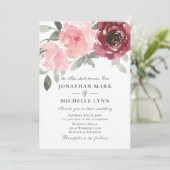 Blush Pink Burgundy Flowers Christelijk Weddenscha Kaart (Staand voorkant)