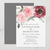 Blush Pink Burgundy Flowers Christelijk Weddenscha Kaart (Voorkant / Achterkant)