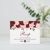 Blush Pink Burgundy Flowers Weddenschap RSVP Uitnodiging Briefkaart (Staand voorkant)