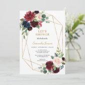 Blush pink burgundy navy floral boho vrijgezellenf kaart (Staand voorkant)