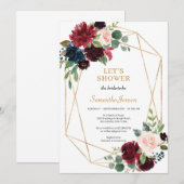 Blush pink burgundy navy floral boho vrijgezellenf kaart (Voorkant / Achterkant)